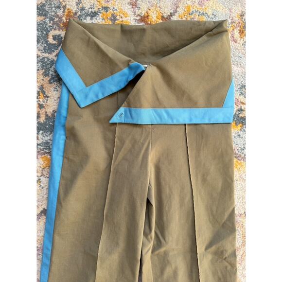 Diane Von Furstenberg Ribbon-Stripe Wide-Leg Fold-Over Pants - Picture 4 of 16